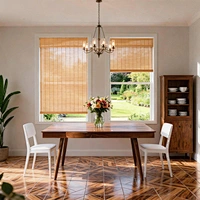 Cordless Bamboo Roman Shades for Windows, Room Darkening Roll Up Bamboo Blinds for Home
